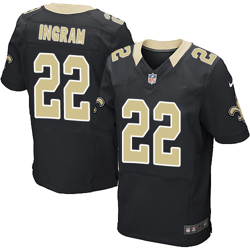 Men's Elite Mark Ingram Nike Jersey Black Home - #22 NFL New Orleans Saints